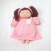 Soft Baby Doll, Hand Knit Doll, Red Pigtails Hair & Pink Dress/Diaper/Headband, Waldorf Toy