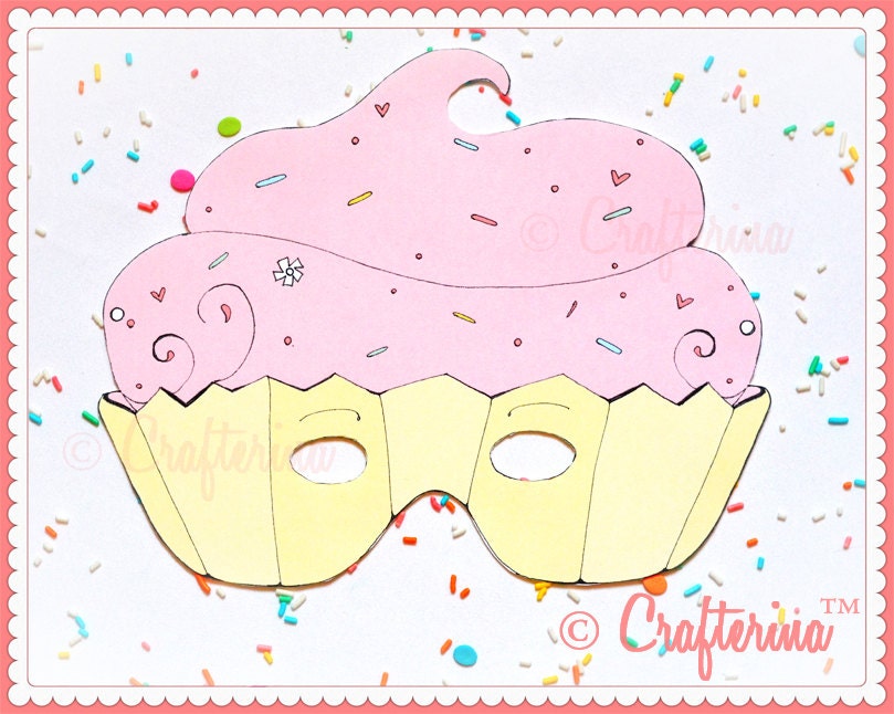Cupcake Birthday Party Mask Printable PDF DIY Craft Kit
