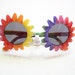 Flower Shaped 80s Round Circle Rainbow Sunglasses CHOOSE FROM 2 COLOURS
