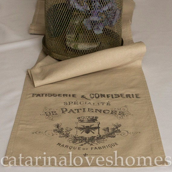 Linen Table Runner Vintage French Inspired