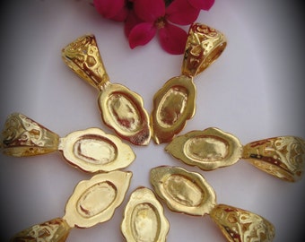 Gold Plated 25x8mm Filigree Glue On Bails