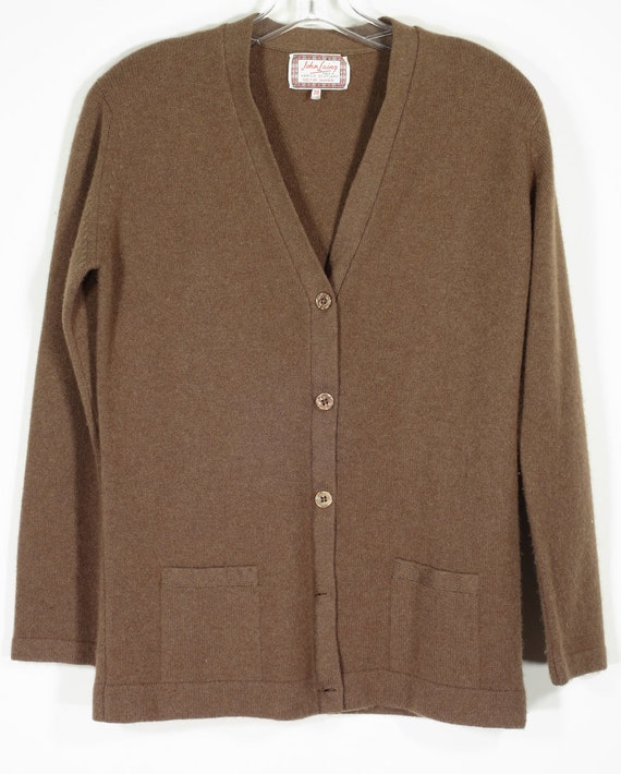 JOHN LAING Wool Brown Cashmere Button Down Cardigan Sweater