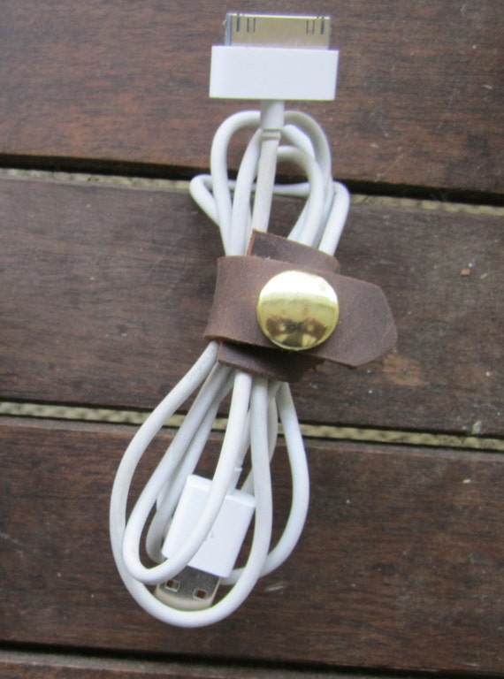 Electronics cord organized keeper by PEOPLESLEATHER on Etsy