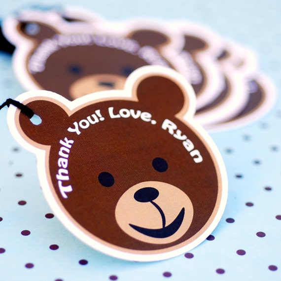 custom die cut teddy bear party favor tags