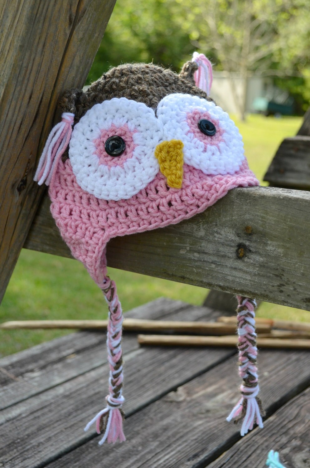 Crochet Baby Owl Hat photography prop handmade