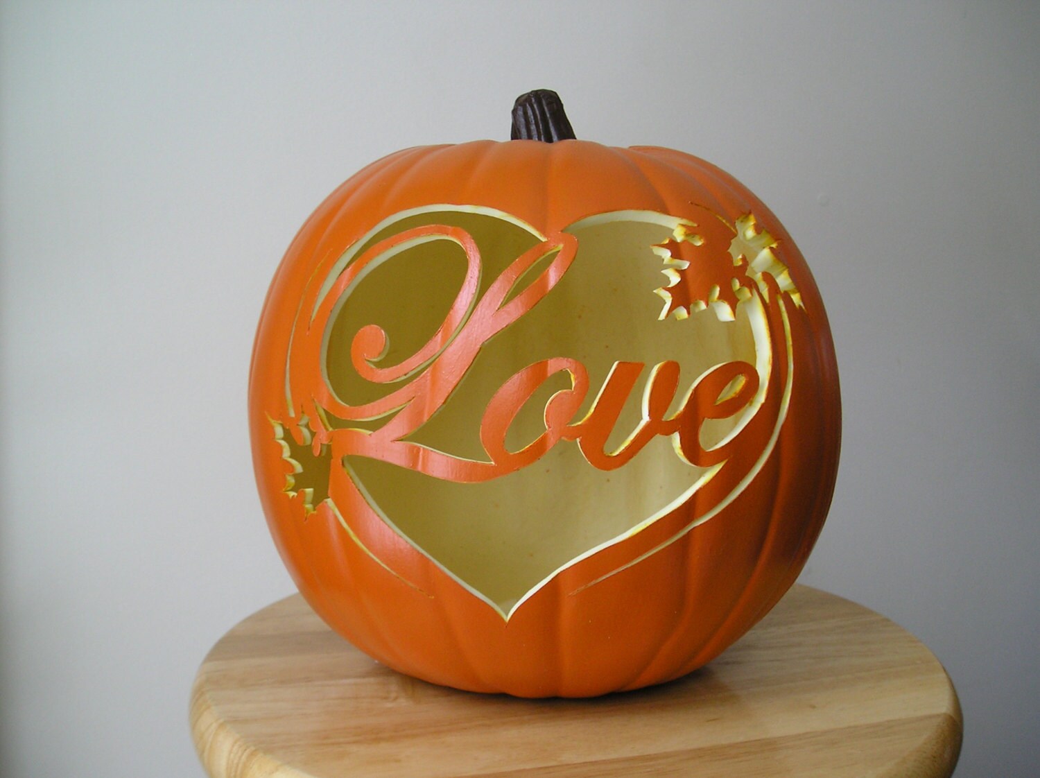 Love With Leaves Carved Decorative Fall Wedding Pumpkin