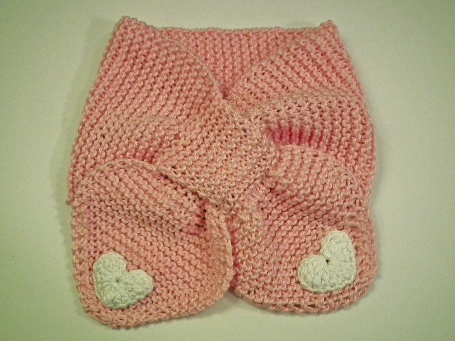 Baby Scarf Knitted Pink Cotton With Crocheted by SnowKnitDesign