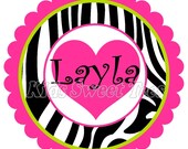 Valentine's Day Girl Zebra and Heart - personalized - digital image Il_170x135