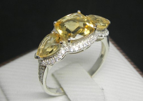 Engagement Ring 3 Carat Citrine Ring With by stevejewelry