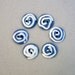 Blue White Buttons. Porcelain buttons with Spiral Decoration.Sewing Buttons.