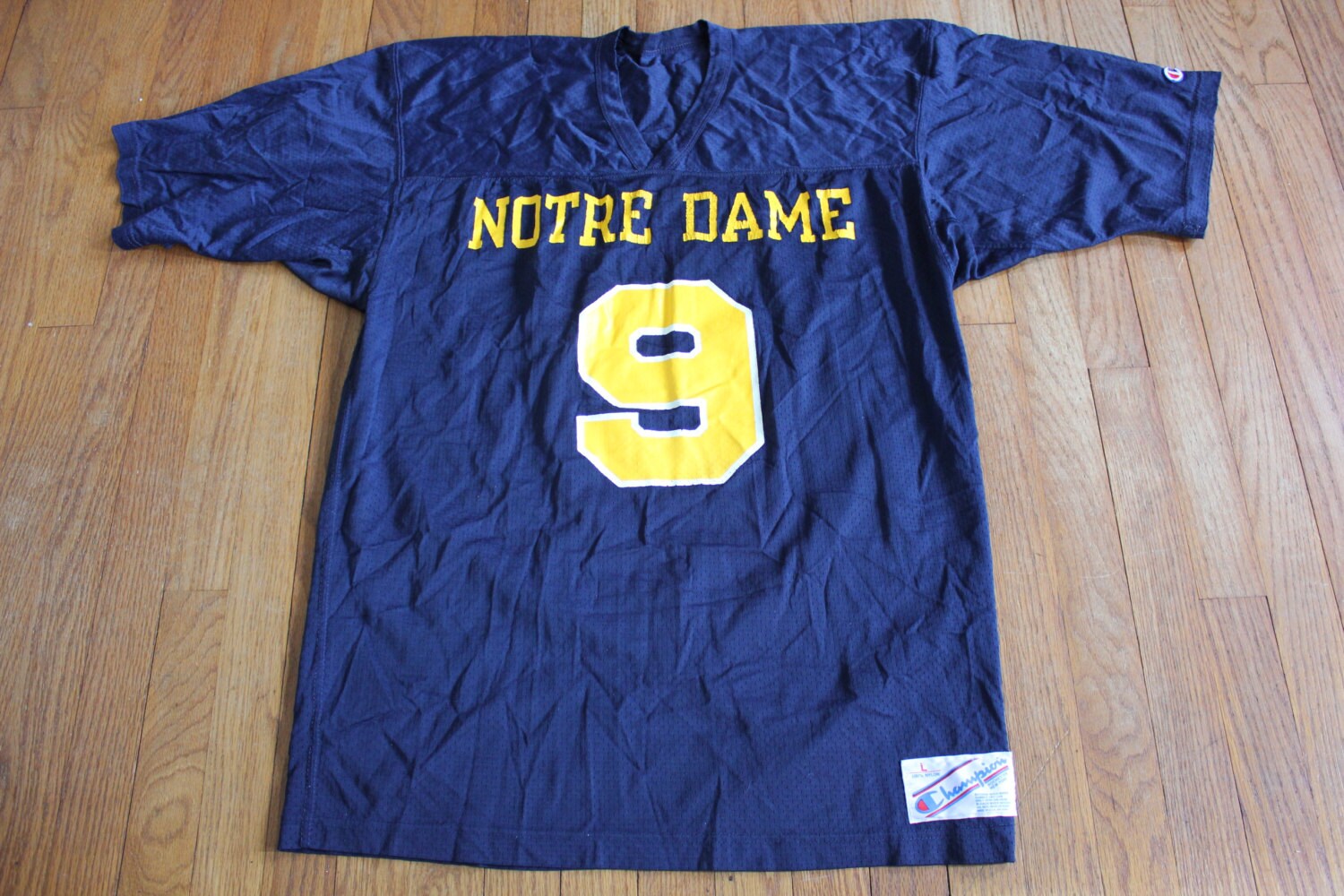 vintage NOTRE DAME football jersey nylon 80's 90's by RecordKitty
