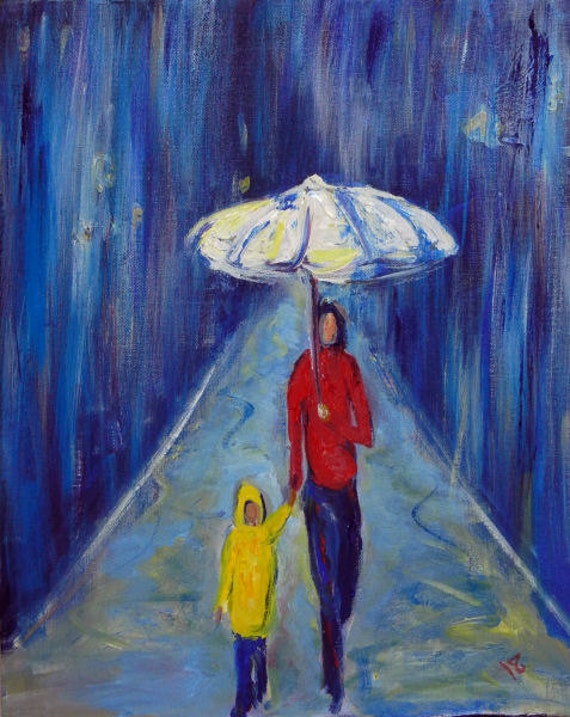 RAIN Painting Original Mother and Child Art by AbbieBlackwell