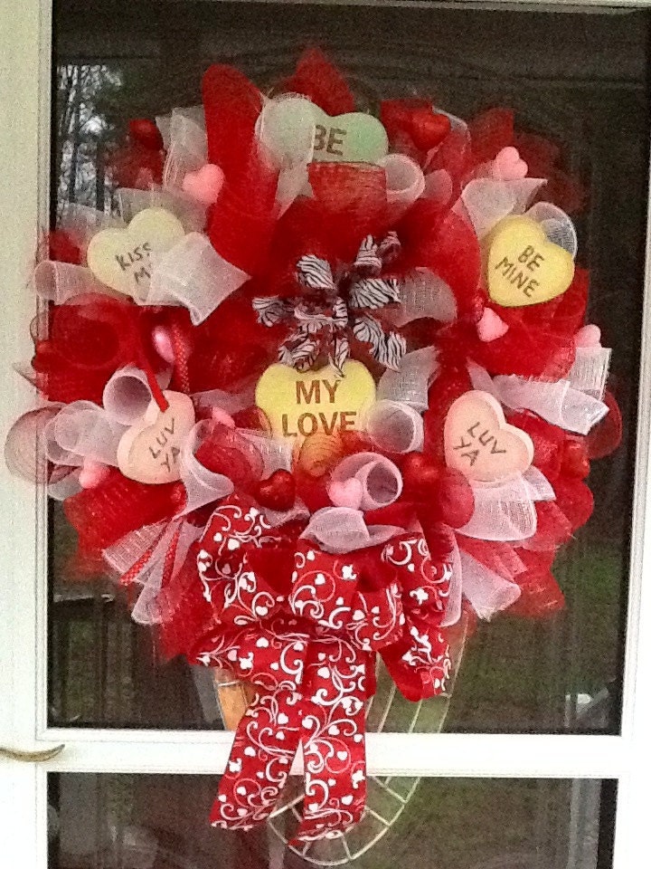 Deco Mesh Valentines Day Wreath