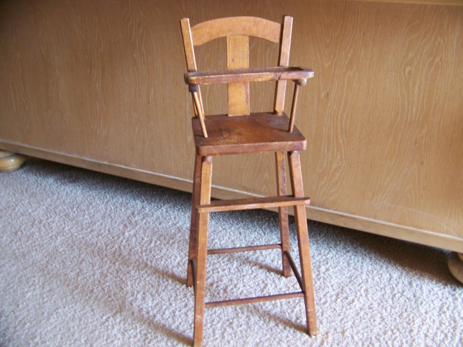 Vintage wooden doll high chair