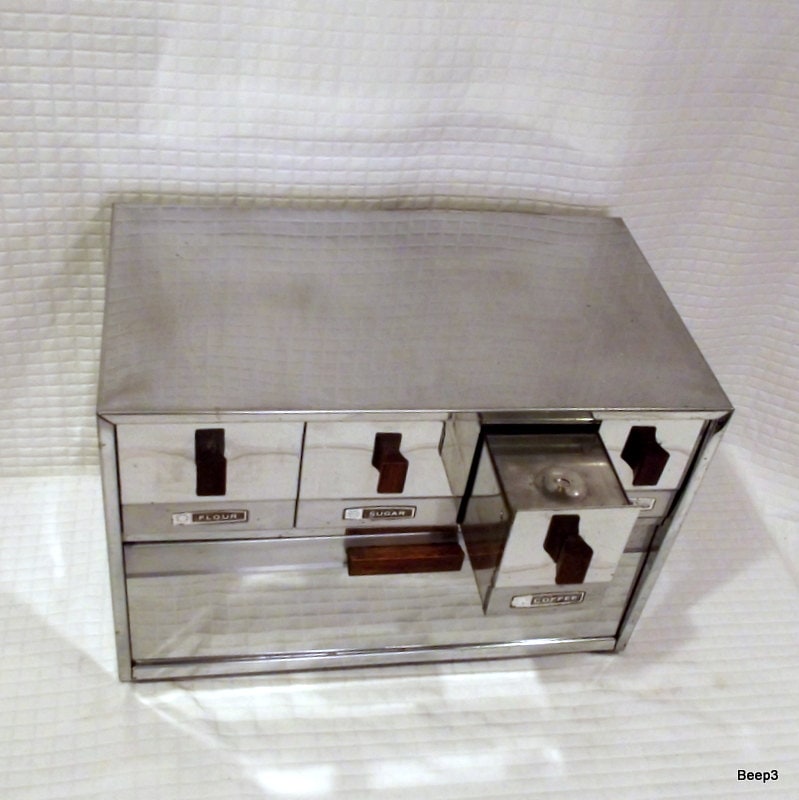 Vintage Stainless Bread Box Canister Set