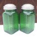 Vintage Forest Green Depression Glass Salt and Pepper Set Owens-Illinois Glass Co.