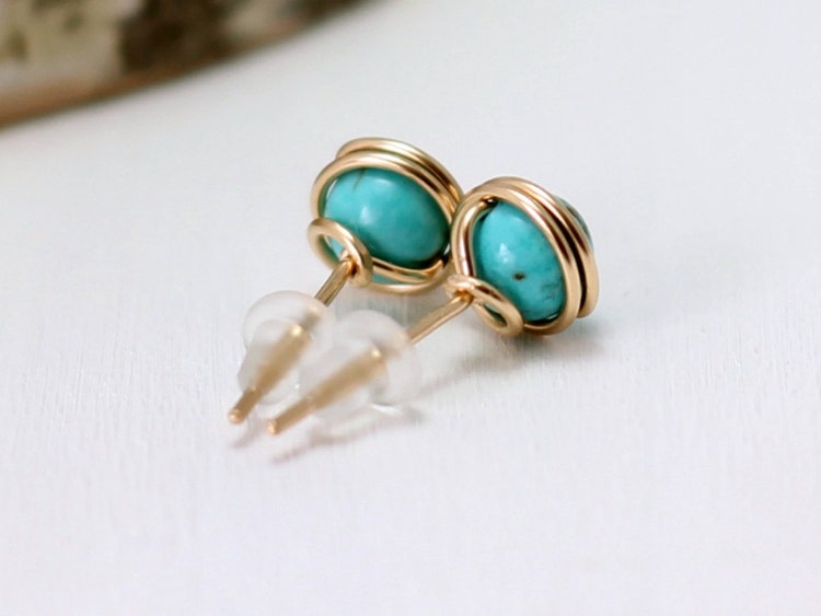 Genuine Turquoise Earrings 14k Gold Filled by NaturallySterling