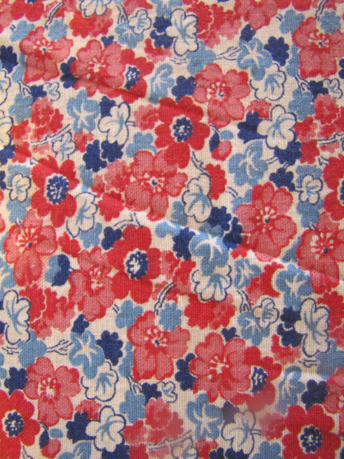 Pink and Blue Floral Flour Sack Fabric Flour Sack Fabric