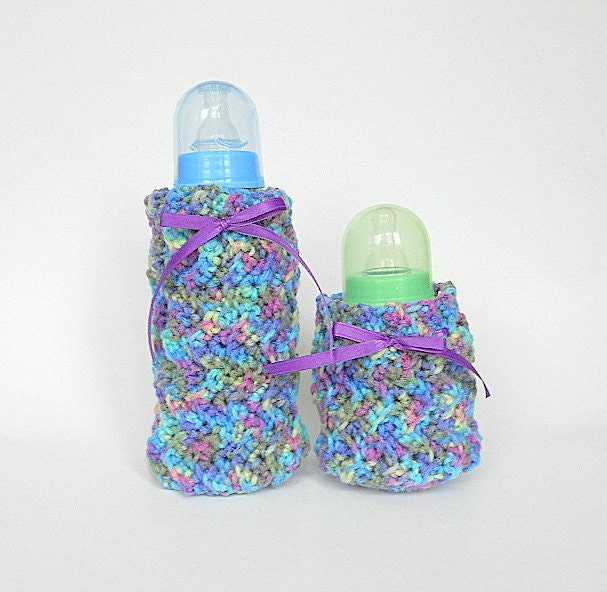 Baby Bottle Covers Cozy Set Lilac Green Blue Yellow Cozies