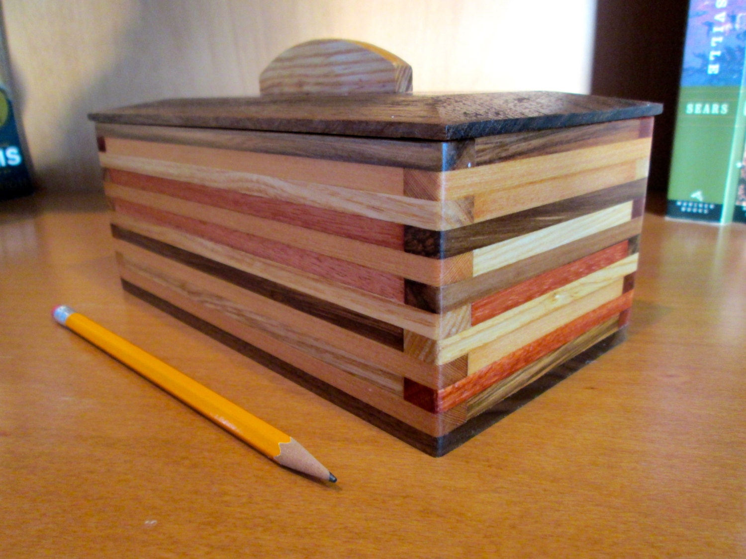 Wooden Box Desk Organizer Wood Box Scrap Wood Box Wood