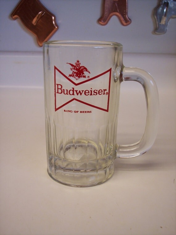 Vintage Budweiser glass handled mug with bow tie by MaAndPasAttic