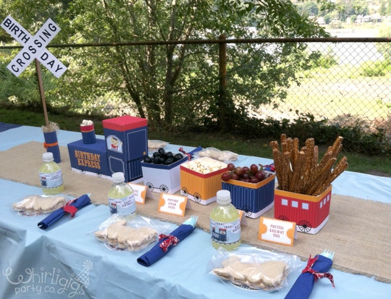 Train Party - Food Safe Centerpiece Printables - Instant Download PDF & Instructions to Make