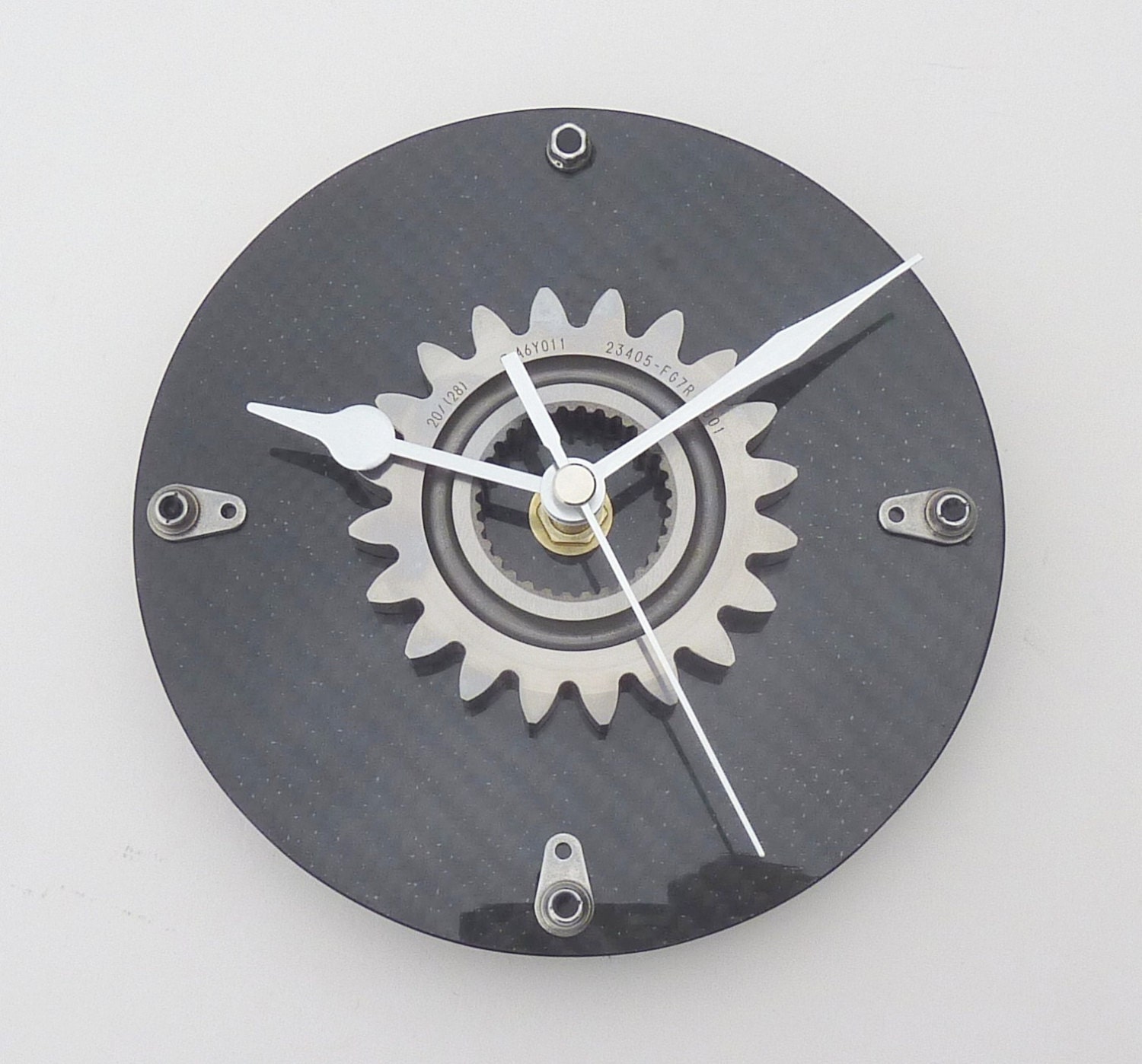 Round black carbon fiber Formula 1 gear wall kitchen office