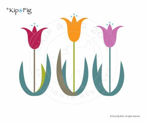 Tulip applique template PDF applique pattern by KipandFig on Etsy