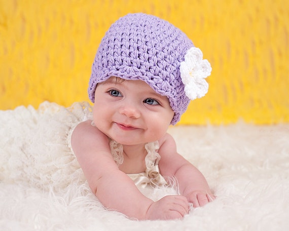 Baby Girl Hat 0 to 3 Month Lavender Baby Hat Light Purple Baby