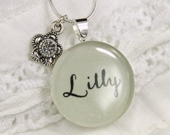Personalized Flower Girl Necklace - Name Necklace with Flower Charm ...