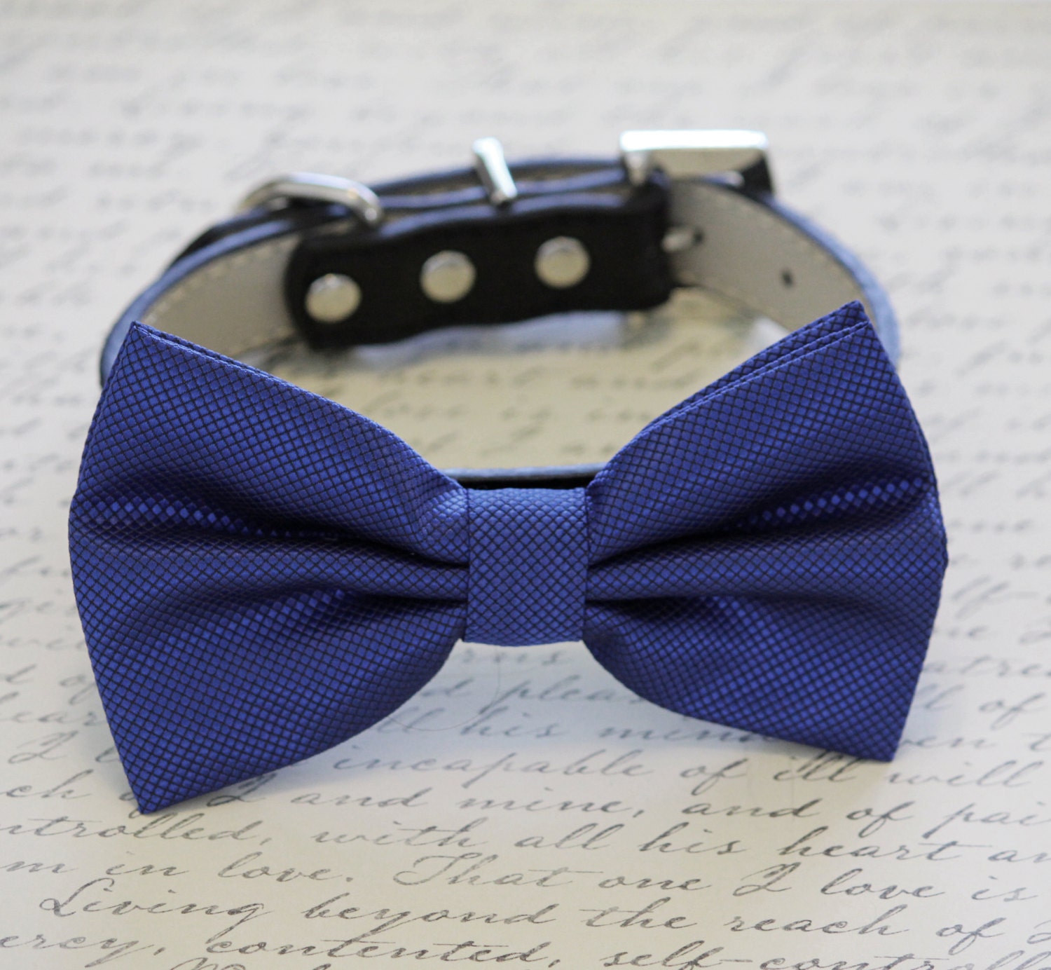 Royal Blue Dog Bow tie Wedding dog collar Bow attached to