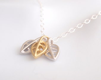 Three Leaves Sterling silver necklace-simple everyday jewelry