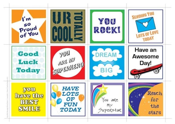 Printable Lunchbox Notes for Kids Mini Messages