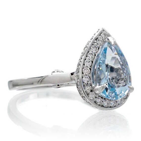 Silvershake Genuine Blue Aquamarine Celtic Knot Ring - 1.43ct Pear Shape, Sterling Silver Triquetra Design, Size 8.5, March Birthstone