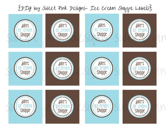 Ice Cream Shoppe Printable Birthday Party Labels