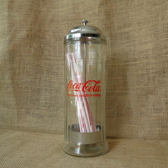 Vintage kitchen Coca Cola collectible Straw dispenser Coca