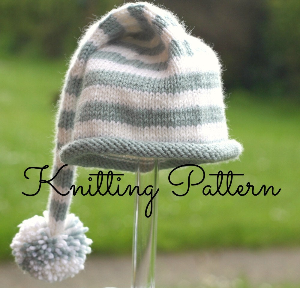 Knitting Pattern /DIY Instructions Stripey Baby Stocking Hat