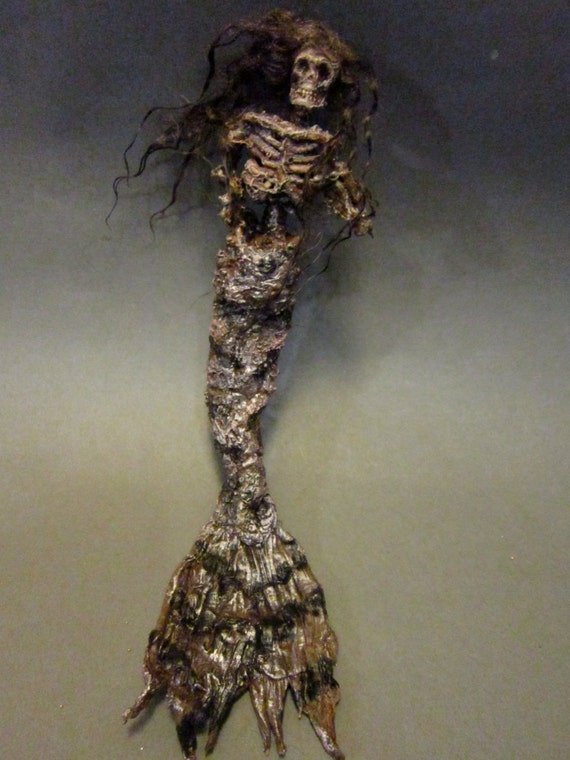 mummified Dead realistic Mermaid fairy Goth art doll miniature