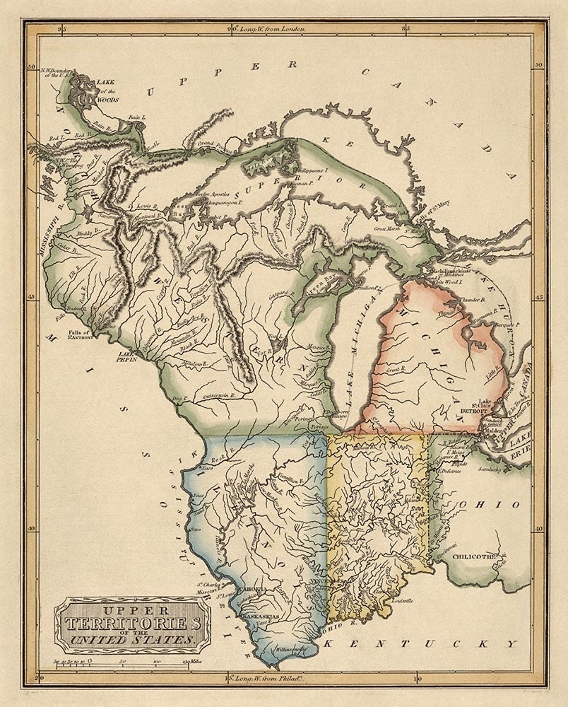 Old Midwest US Map Art Print 1817 Great Lakes Antique Map   Il Fullxfull.429038097 Lsfs 