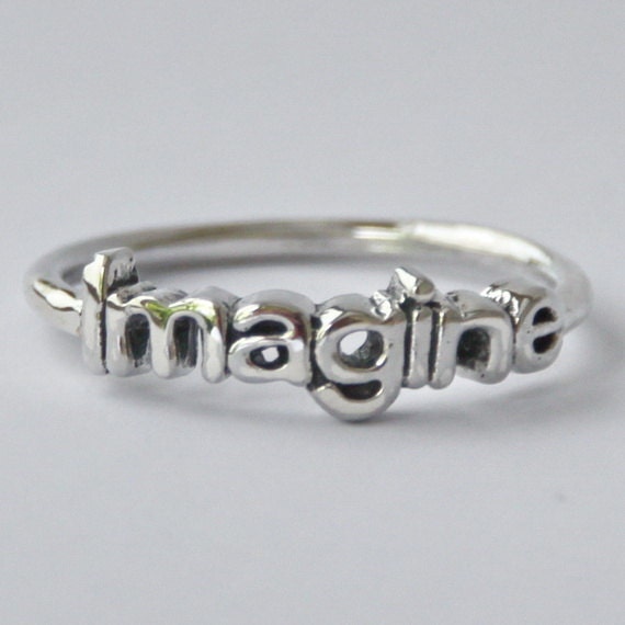 Imagine Sterling silver Stack ring with Poetic/Inspirational