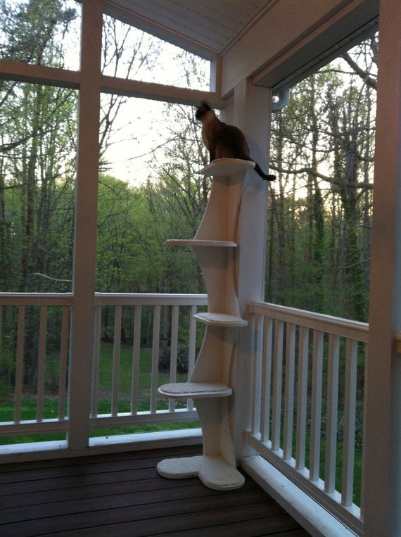 Outdoor Composite Climbing Cat Tower for Porches, Patios, 68" cat tree