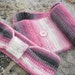 Crochet scarf neckwarmer and headband turban in pink, gray, purple, cream