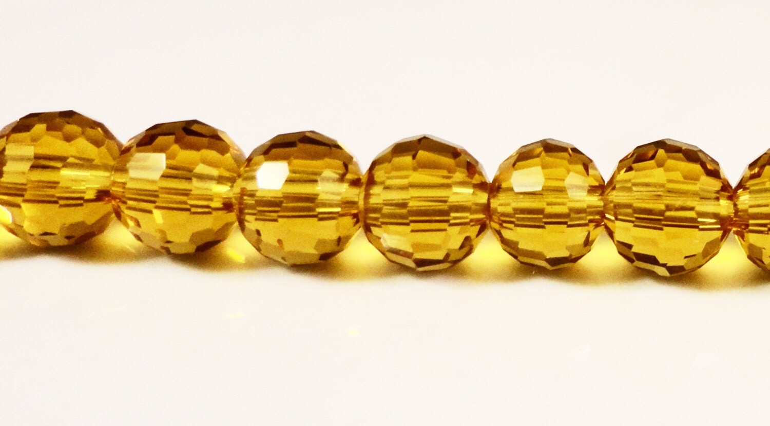 Yellow Crystal Beads 6mm Round Topaz Yellow Disco Ball Style