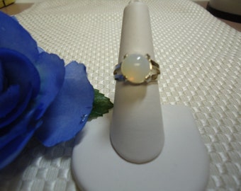 Round Cabochon Opal Ring in Sterling Silver #566