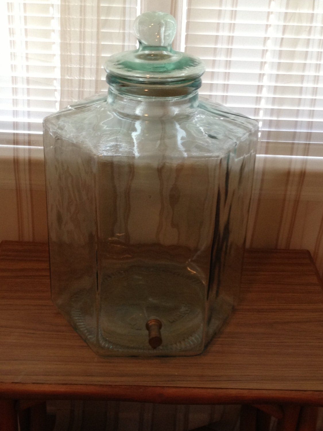 Vintage GLASS Beverage Dispenser ITALY Brass Spigot