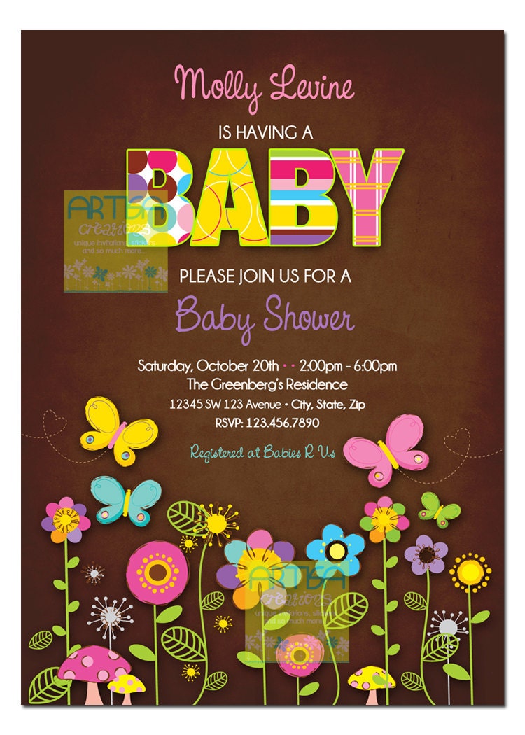 butterfly baby shower invitation butterflies and flowers butterfly baby shower invitation butterflies and flowers, Baby shower invitations