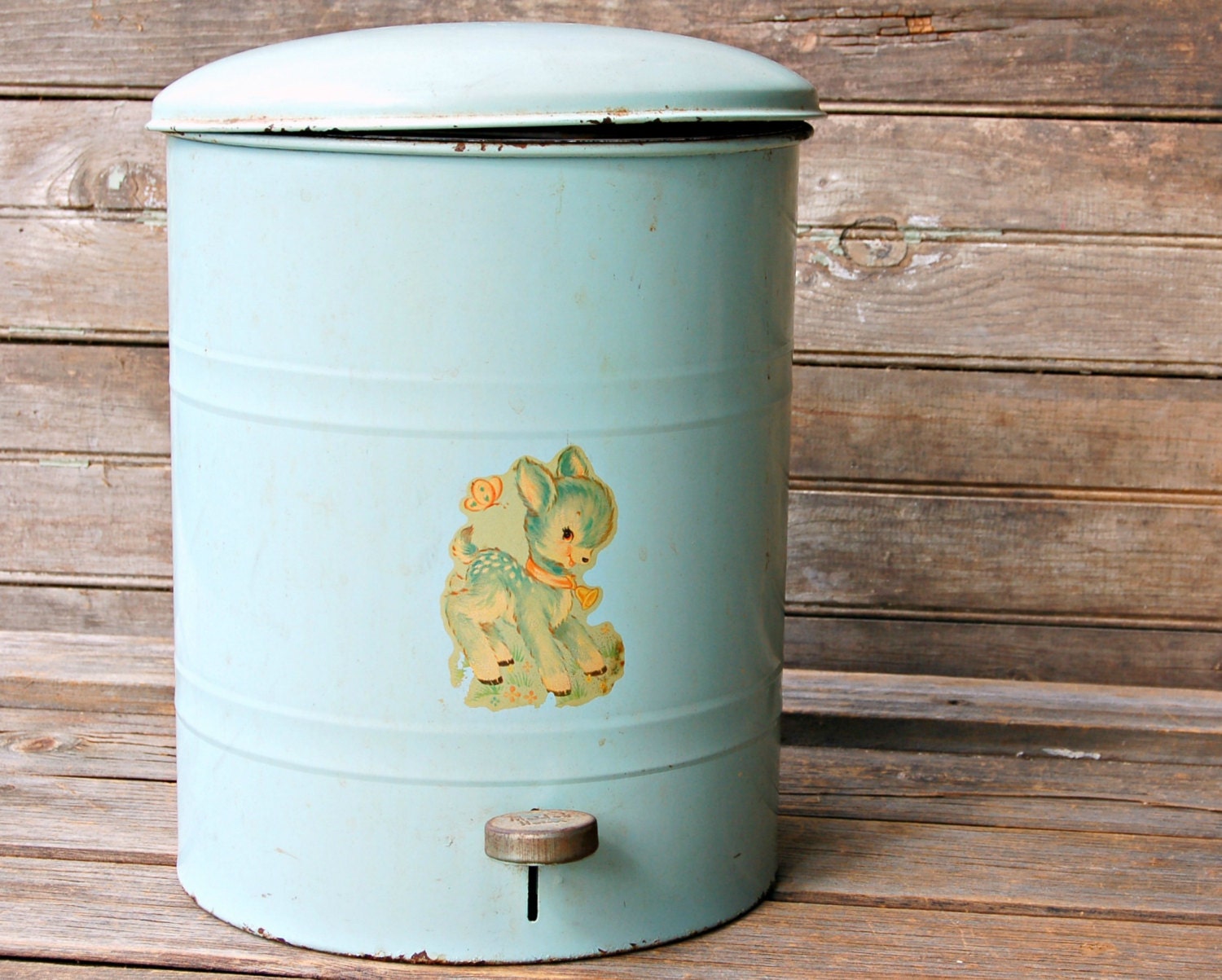 Vintage Baby Blue Metal Diaper Pail by RootedInVintage on Etsy