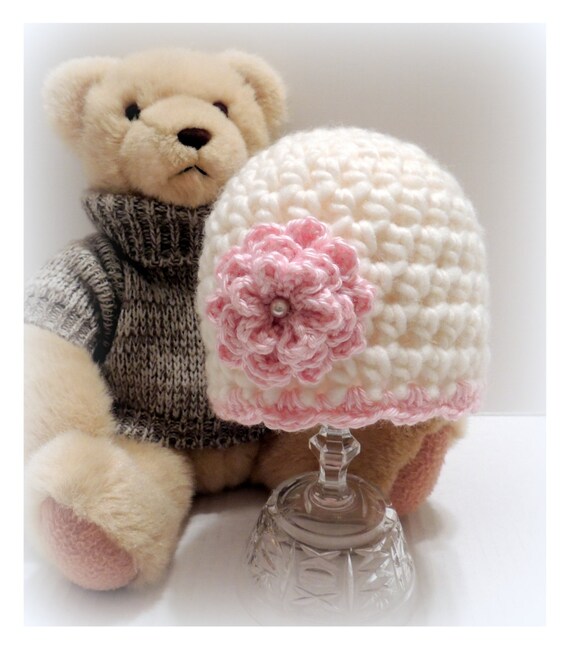 Items similar to Sweet Princess Crochet Baby Beanie, SUPER SOFT Baby Hat, Baby Cap in Wool Blend