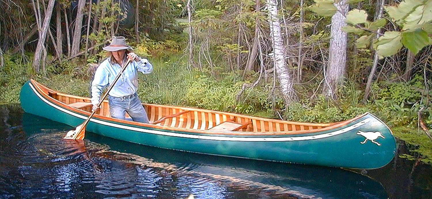 Canoe of wood and canvas 16' canoe custom built