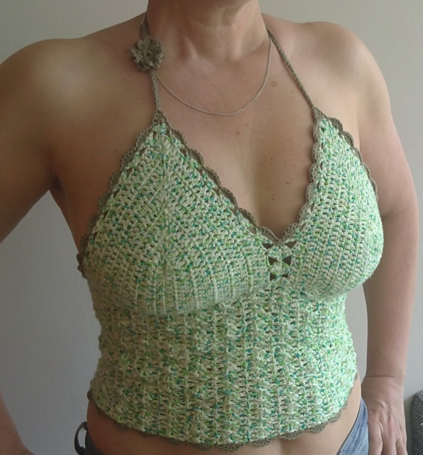 Groen gehaakte topje festival topje halter topje door fokkiewooh